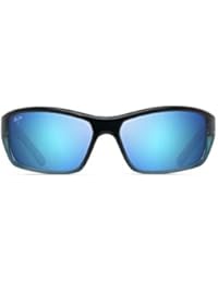 Maui Jim Barrier Reef Wrap Sunglasses, Blue W/Turquoise/Blue Hawaii Polarized, Medium