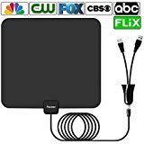 Indoor Amplified HDTV Antenna 65-80 Miles Range - Support 4K 1080p & All TV's for Indoor with HDTV Amplifier Signal Booster/Longer Coax Cable [2018 Newest]