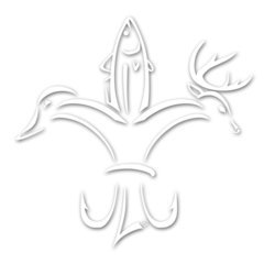 Official SPORTSMAN Fleur De Lis (Duck, Fish and Deer) White Decal - Small