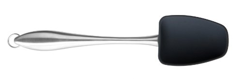Dexas 8 Inch Silicone Spoonula With Stainless Steel Handle, Black