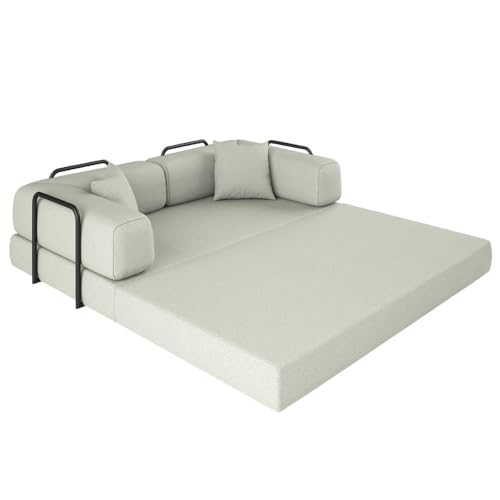 Sofá Cama Colchão Casal Compactair Confortável Sala Balaqui Cor:bege