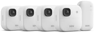 Videocamera esterna 2K+ Blink (ultimo modello) —videocamera di sicurezza smart senza fili, risoluzione video 2K, audio ottimizzato, durata delle pile fino a due anni. Sistema da 4 videocamere, bianco