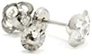 14k White Gold Flower Design Stud Earrings 4mm