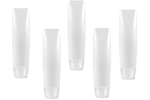 GANPUB 5 Pcs White 1 oz Travel Bottles Empty Refillable Toothpaste Tubes Containers Small Mini Size Squeeze Dispensers, Refillable Containers Pump Dispensers Refillable Cosmetic(10 * 2.7cm)