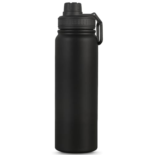 Garrafa Térmica Inox 800ml com Alça Parede Dupla Antivazamento Fitness Gyms - Preta