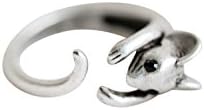 Cute Bff Best Friends Bohemian Boho Animal Jewelry Pinky Knuckle Toe Wrap Around Adjustable Expendable Stretch Band Vintage Silver Mouse Ring For Women Girls