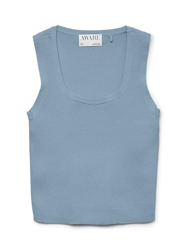 VERO MODA Vmpoppy SL Square Neck Top VMA Noos, Blu Polveroso, M
