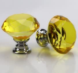MACHSWON 2 PCS 40mm Gold Crystal Cabinet Door Knobs Cupboard Dresser Drawer Pull Handles with M4*22mm Screws