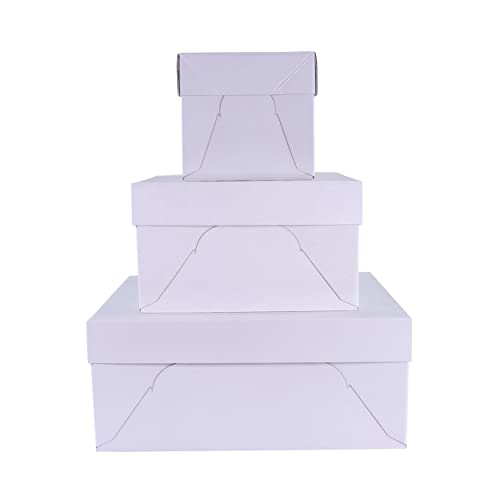 PME Baking Essentials - Square Cake Box 40 cm / 16-inch, Set of 3,White