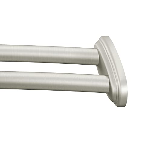 Moen DN2141BN verstellbare doppelt Gebogene Duschstange, Edelstahl, gebürstetes Nickel, Wandmontage mit festen Halterungen, 144,8–152,4 cm