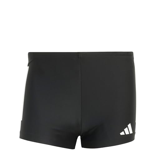 adidas Mens 3 Stripes Swim Boxers, Black/White, M-L