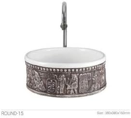 Designer WASH Basin & Table TOP (Art WASH Basin) 15X15X5 (Vihotkrupa, Round-15)