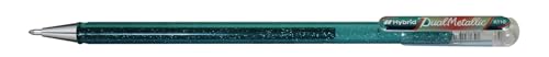Pentel Hybrid Dual Metallic Gel-Tintenroller, Pastellfarben, K110, Türkisgrün + Rot & Metallic-Grün, 12 Stück