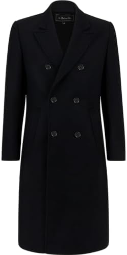 HXW.GJQ Men's Premium Wool Blend Double Breasted Long Pea Coat