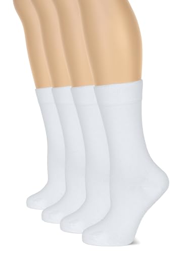 Hugh Ugoli Women's Cotton Crew Socks, Soft, Regular Fit, Plain Color Casual Socks for Trouser, Shoe Size 6 to 12, 4-8 Pairs