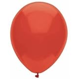 PartyMate 71993 5" Round Solid Color Latex Balloons, 50-Count, Real Red
