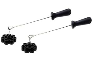 Stainless Steel Non Stick Rose Cookie Maker ACH-hu Murukku Mould Achappam Maker Combo (Black) - Pack of 2