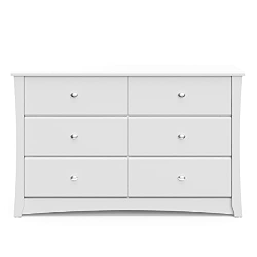 Storkcraft Crescent 6 Drawer Double Dresser (White) GREENGUARD Gold