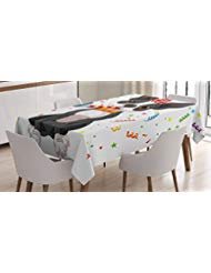 Ambesonne Birthday Tablecloth, Black and White