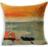 Decorative Animal Red Fox Thick Cotton Linen Throw Pillow Cover Car Cushion Pillowcase