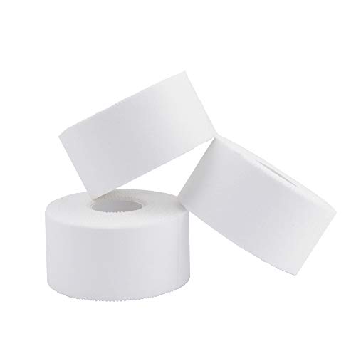 AUPCON White Athletic Tape Sports Tape Climbers Tape - Boxing Tape Muscle Support First Aid Injury Tape for Ankle Knees Wrist Toes Joints Breathable Water Resistant Latex Free Cotton 1.5in*5 Yards