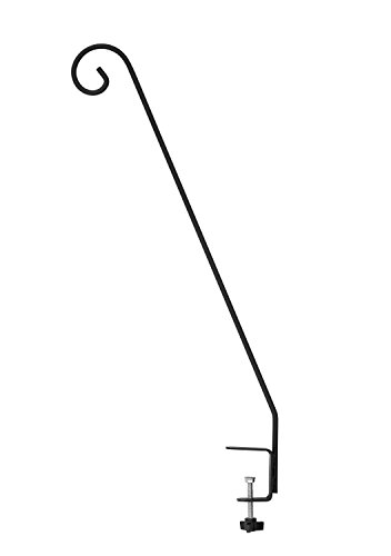 GrayBunny GB-6831 Heavy Duty Deck Hook, Single Piece Solid Rod, No Assembly,3 Inch Non-Slip Clamp, Black, for Bird Feeders, Planters, Suet Baskets, Lanterns, Wind Chimes and More!