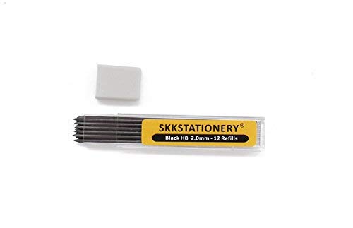 SKKSTATIONERY 48 Pcs 2.0mm HB Mechanical Pencil Lead Refills, 4 Tubes, 12 Pcs/Tube.