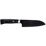 Kyocera Advanced Ceramic LTD Series Santoku Knife with Handcrafted Pakka Wood Handle, 5.5-Inch, Black Blade