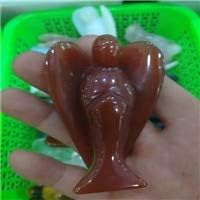 Dalas Natural Carved Gem Stone Peace Pocket Guardian Angel Figurines Reiki Chakra Healing Crystal Statue 2 inch with Gift Box - (Color: Reddish Brown)