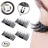 Dual Magnetic Eyelashes Magnet Ultra-thin 0.2mm 3D Reusable Long False Eyelashes For Women Makeup Soft Natural Look,No Glue, Ultra Lightweight & Long (2 Pairs/8 Pcs)