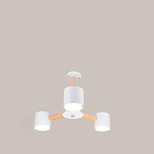 Amour Lighting Nordic Solid Wood Chandeliers 3-head Restaurant Simple White Chandelier Modern Living Room Wood Metal Lamps Bedroom Logs Art Creative Lighting