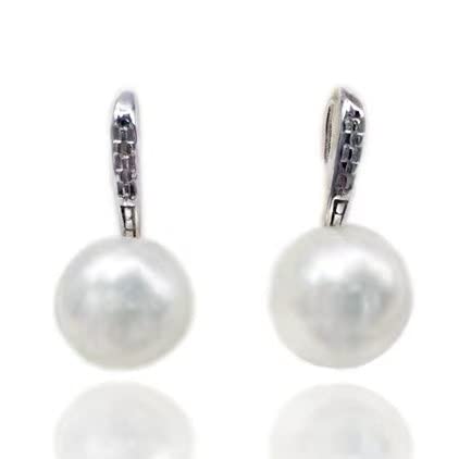 Women's 10mm Freshwater Cultured Button Pearl Dangle Earrings – 925 Sterling Silver Hook, Elegant White Pearls