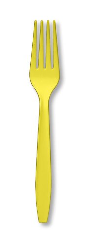 Creative Converting Touch of Color Premium 24 Count Plastic Forks, Mimosa