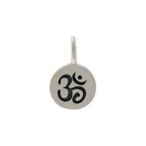 Zoe and Piper CharmsSmall Round OM (Aum) Charm for Bracelets or Necklaces in Sterling Silver, #8363