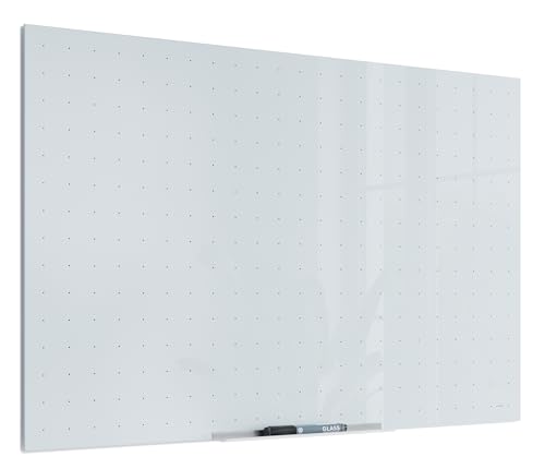 U Brands Glass Dry Erase Whiteboard, 24" x 36", Grid Surface, White