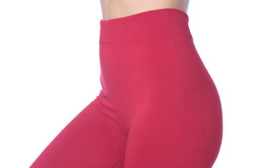 Active Club Women's Fleece Lined Leggings - Seamless High Waisted Soft Brushed (1X/2X, 2 Black/Light Brown/Red/Royal/Light Grey) - Thumbnail 5