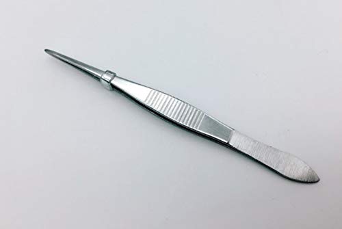 2 PCS 4 Inch Professional Stainless Steel Medical Dental Straight Forceps and Curved Tip Tweezers Multifunction Eyebrow Cosmetic Tools DIY Accessories Extractor Clamp