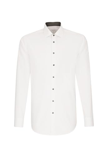 Chemise business Seidensticker pour homme - Coupe extra slim - Infroissable - Col Kent - Manches longues - Patch - 100 % coton