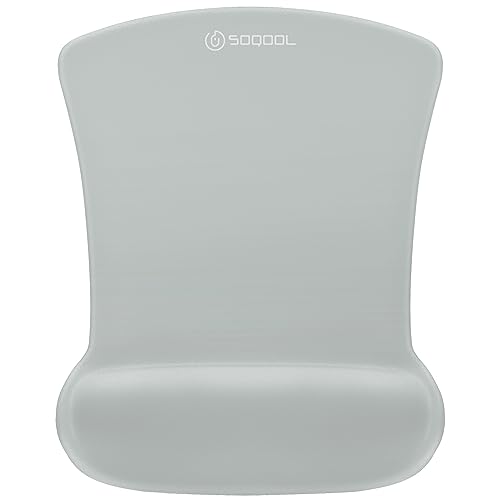 Soqool マウスパッド手首T型白リストレスト一体型マウスパッド滑り止めゴムベース こぼれ防止表面 耐久性良い オフィスや自宅での