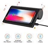 Wireless Charger with Bluetooth Speaker 4.0, 10W Portable Fast Wireless Charger Stand Pad & Speaker Compatible with iPhone X/8/8 Plus, Samsung Galaxy Note 8 S9 Plus S8 Plus S7 Edge S6 Edge, LG G6 v30