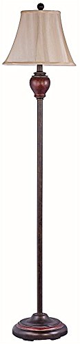 Park Madison Lighting PMF-2105-20 Incandescent Traditional Floor Lamp in Bronze Finish with Hand Crafted Beige Shade and Round Base, 60-Inch Tall