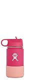 Hydro Flask 12 oz Kids Water Bottle - Stainless Steel & Vacuum Insulated - Wide Mouth with Straw Lid and Silicone Boot - Watermelon