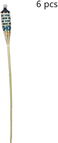 UniEco Set of 6 Includes Metal Oil Canisters- 59" inch Long Bamboo Torches Blue Color Without Kerosene