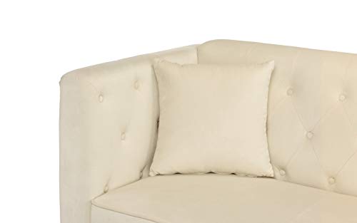 Mid-Century Tufted Velvet Sofa, Living Room Couch with Tufted Buttons (Beige)