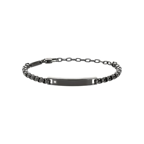 Breil Armband TAG & CROSS für Herren aus Edelstahl mit Zirkonia in der Farbe Grau, mit Karabinerverschluss, Länge: 22 cm, TJ3223