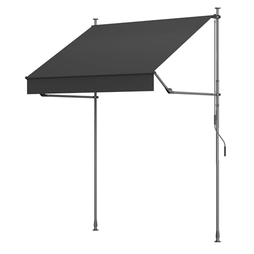 BelleMax Klemmmarkise ohne Bohren mit Handkurbel, Balkonmarkise mit Faltbarem Seitenarm, UV-Schutz & Sonnenschutz, Wasserdicht Höhenverstellbar, Dunke