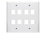8 Port Keystone Faceplate - Dual Gang - White
