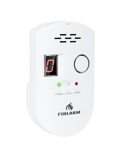 Firlarm Natural Gas Detector, Plug-in Gas Leak Detector for Home, Propane Leak Alarm with LED Digital Display