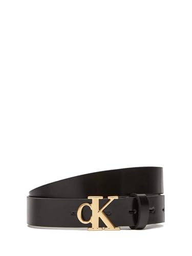 Calvin Klein Donna Cintura Monogram Plaque Buckle 2,5 cm Cintura in Pelle, Nero (Black), 80 cm
