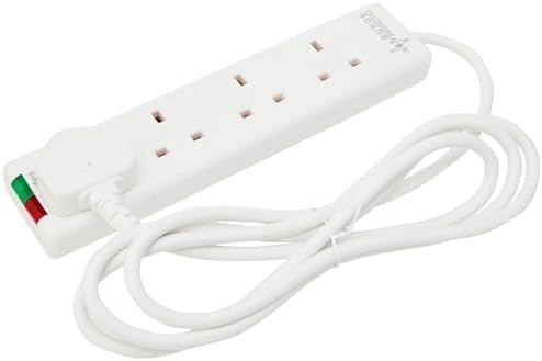 Pro Elec H4G+2 m 4-Gang Surge Protected Extension Lead, White, 2 m Lead (Pack of 2)